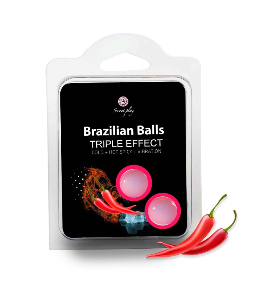2 boules de massage brésiliennes triple effet froid, chaud et vibration - BZ3699